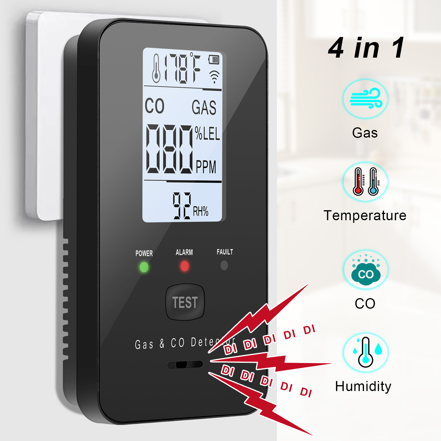 Smoke Leak Detector - Doğal Gaz ve Karbon Monoksit Dedektörü,