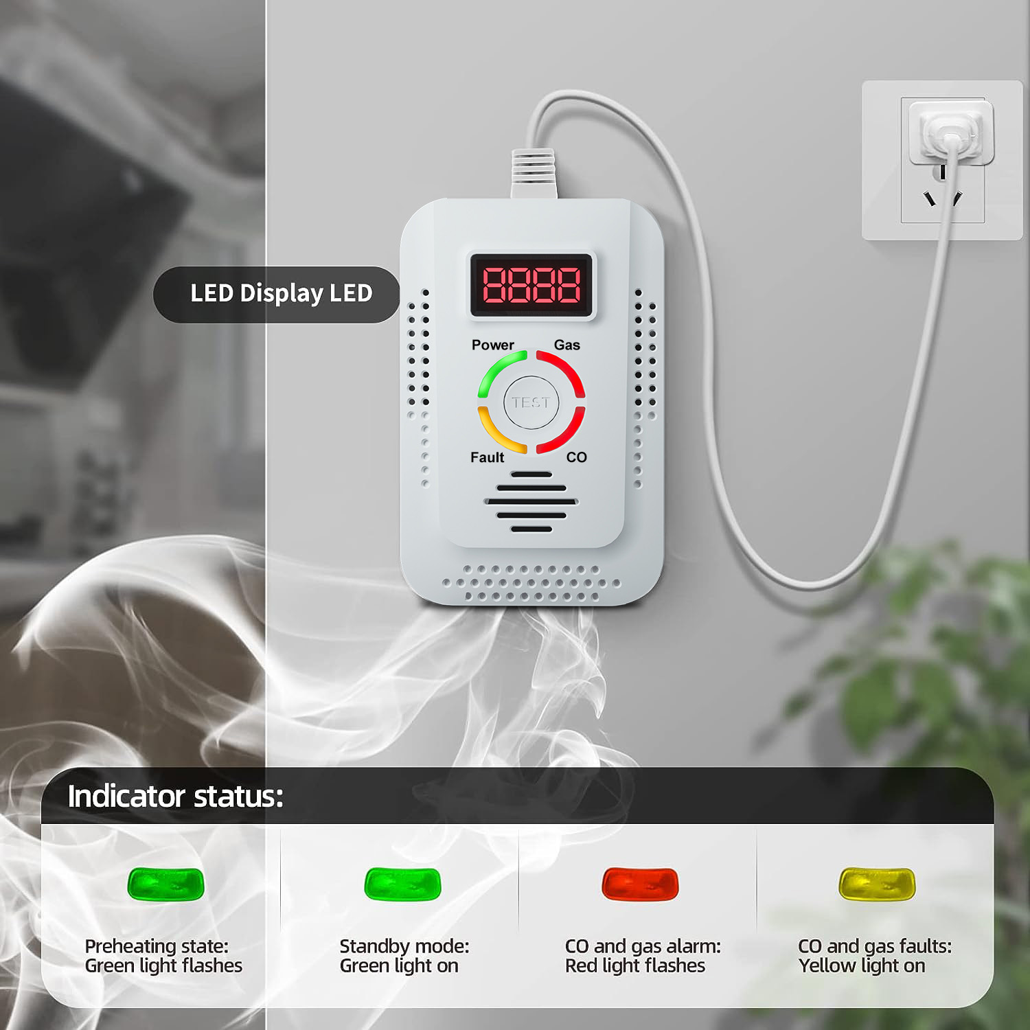 Smoke Leak Detector - Doğal Gaz Dedektörü 2'si 1 Arada